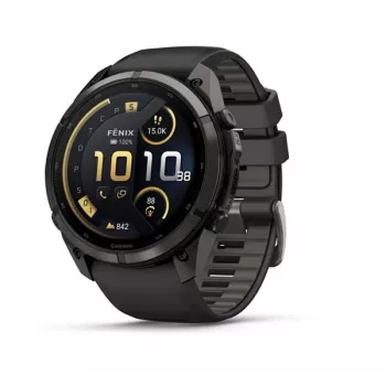 Garmin Fenix 9 Pro – inReach, 51mm oglekļa pelēkā DLC titāna pulkstenis ar melnu/pebble grey silikona siksnu