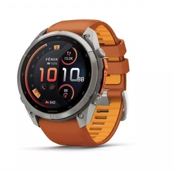Garmin Fenix 9 Pro – inReach, 51 mm titāna viedpulkstenis ar Autumn Orange/Spark Orange silikona siksniņu