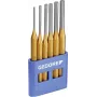 GEDORE 6 daļu izsitņu (pin punch) komplekts ar PVC turētāju, DIN 6450, hroma vanādija tērauds, zilgani melns 8757670