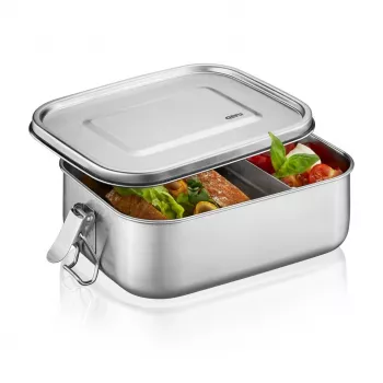 GEFU ENDURE Small Lunch Box 0.7L Stainless Steel ar zaļo silikona blīvējumu