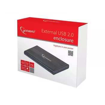 Gembird EE2-U2S-5 ārējais USB 2.0 korpuss 2,5 inch SATA HDD/SSD, alumīnijs, melns