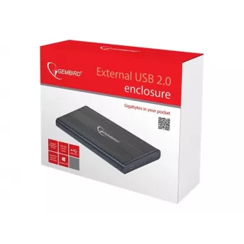 Gembird EE2-U2S-5 ārējais USB 2.0 korpuss 2,5 inch SATA HDD/SSD, alumīnijs, melns