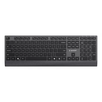 Gembird KB-MCH-06 Slim vadu multimediju tastatūra ar USB-C adapteri, ASV izkārtojums, melna