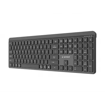 Gembird KB-WPS-03 Dual-Mode Pro-Business Slim bezvadu tastatūra, 2.4G + Bluetooth, US izkārtojums, melna