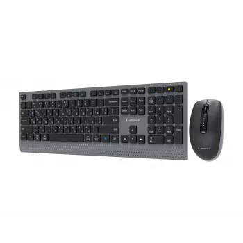 Gembird KBS-WPS-02-CYRL Divu režīmu bezvadu tastatūras un peles komplekts, 2.4G + Bluetooth, krievu kirilicas izkārtojums, melns