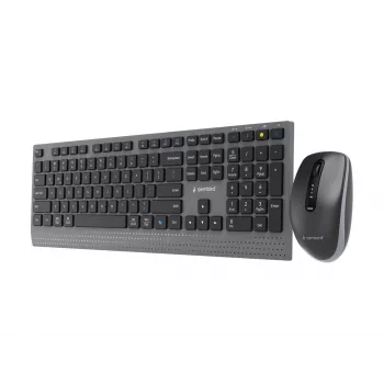 Gembird KBS-WPS-02 divu režīmu plāns bezvadu galddatoru komplekts, 2,4 GHz + Bluetooth, US izkārtojums (tastatūra un pele)