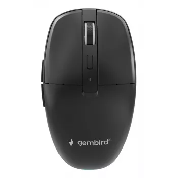 Gembird MUSW2-6B-01 Dual-mode bezvadu pele, 2.4 GHz + Bluetooth 5.0, 1600 DPI, 6 pogas, melna