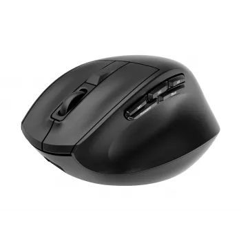 Gembird MUSW3-9B-01 trīsrežīmu bezvadu ergonomiska pele (2.4 GHz + Bluetooth + USB-C), 2400 DPI, 9 pogas, melna