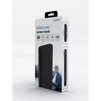 Gembird PB10-01 pārnēsājamais akumulators 10000 mAh, melns