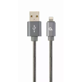Gembird USB-A uz Lightning kabelis, Premium spirālveida metāls, 1m, Metāliski pelēks