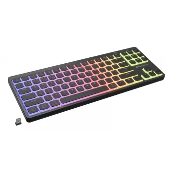 GENESIS Thor 430 TKL bezvadu mehāniskā spēļu tastatūra, Outemu Red slēdži, RGB fona apgaismojums, trīskāršais režīms (USB-C/2.4GHz/Bluetooth), ASV angļu QWERTY, melna