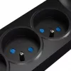 GETFORT 5P-3M-B-USB pārsprieguma aizsardzības pagarinātājs, 5 kontaktligzdas, 2 USB-A porti, 3 m kabelis, melns