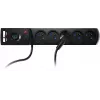 GETFORT 5P-3M-B-USB pārsprieguma aizsardzības pagarinātājs, 5 kontaktligzdas, 2 USB-A porti, 3 m kabelis, melns
