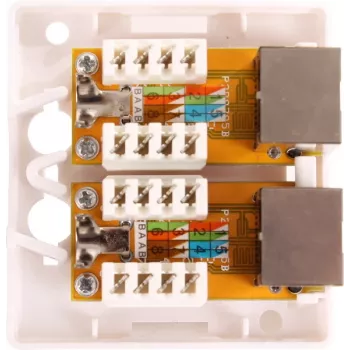 GETFORT GF-2G5EFTP Ekranēta virsmas montāžas RJ45 rozete, 2 porti, Cat.5e, balta