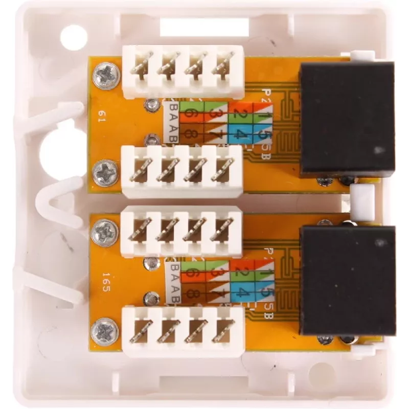 GETFORT GF-2G5EUTP virsmas montāžas dubultā RJ45 Cat.5e UTP tīkla kontaktligzda, balta