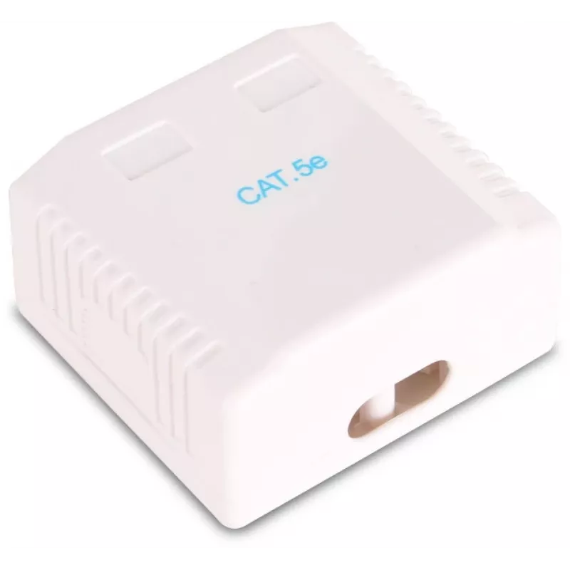 GETFORT GF-2G5EUTP virsmas montāžas dubultā RJ45 Cat.5e UTP tīkla kontaktligzda, balta