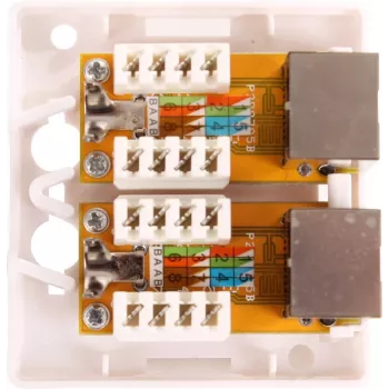 GETFORT GF-2G6FTP 2x RJ45 Cat6 FTP ekranēta virsmas montāžas tīkla rozete, balta