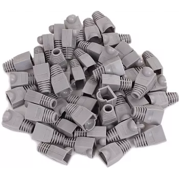 GETFORT GF-OS-RJ45-50 Pelēkie RJ45 savienotāju aizsargvāciņi, 50 gab. komplekts, stiepes atslogošana Ethernet kabeļiem