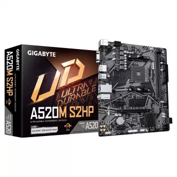 GIGABYTE A520M S2HP AM4 Micro-ATX mātesplate, DDR4, HDMI, D-Sub, DisplayPort, M.2, Gigabit LAN