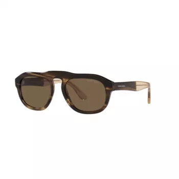 GIORGIO ARMANI AR8173-595873 Saulesbrilles vīriešiem, Havana acetāta rāmis, pelēkas polikarbonāta lēcas, 52 mm