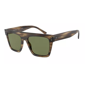 GIORGIO ARMANI Unisex saulesbrilles AR8177-54092A - Svītrains Havana rāmis, tumši zaļas lēcas, 52mm