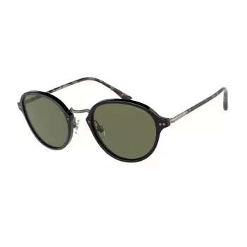 GIORGIO ARMANI Sieviešu Saulesbrilles AR8139-500131 Melns Acetāts Kvadrātveida Rāmis Pelēkas Lēcas 51mm