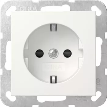GIRA 418303 SCHUKO kontaktligzda ar paaugstinātu pieskāriena aizsardzību, System 55, tīri balta spīdīga