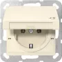 Gira 445401 SCHUKO kontaktligzda ar atlokāmu vāciņu, System 55, krēmbalta spīdīga