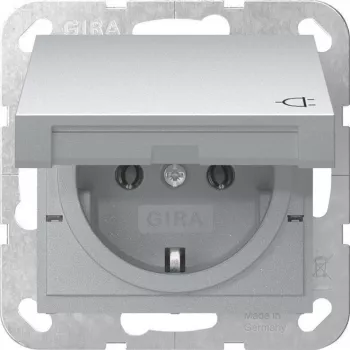 GIRA 445426 SCHUKO kontaktligzda System 55, alumīnija, ar vāciņu, 16 A, 250 V, IP44