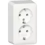 GIRA 478013 2 ligzdu SCHUKO kontaktligzda ar montāžas plāksni, virsapmetuma, tīri balta