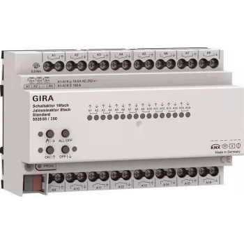 Gira KNX komutācijas un žalūziju/ruļļu aktuators 16/8-kārtīgs 16 A REG Plus ar KNX Secure 502800