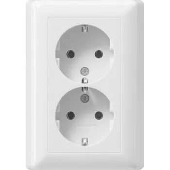 Gira Standard 55 dubultā SCHUKO kontaktligzda, tīri balta, ar push-in spailēm, bez spīlēm 078803
