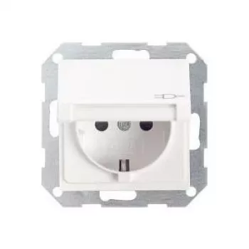Gira System 55 Schuko kontaktligzda ar atlokāmu vāciņu, tīri balta zīda matēta 045427