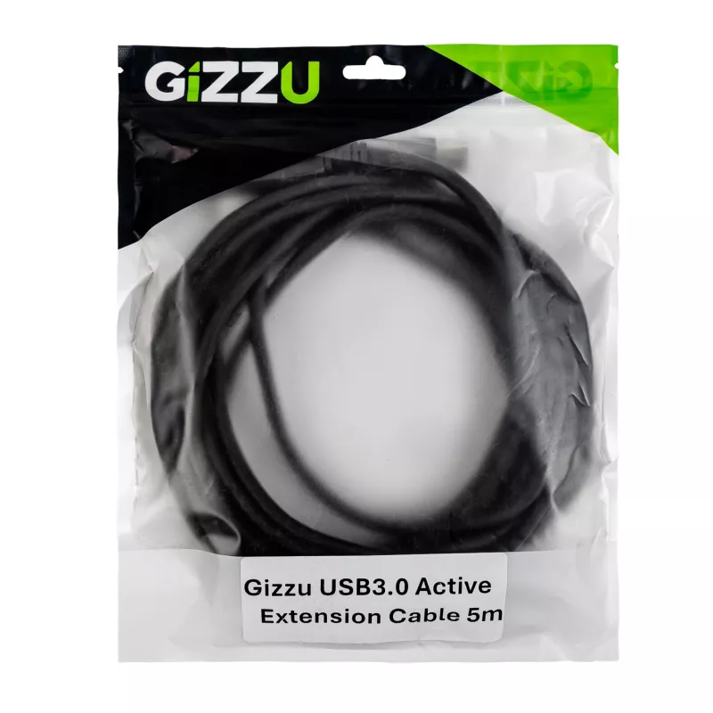 Gizzu USB 3.0 aktīvais pagarinātājkabelis 5m - Melns