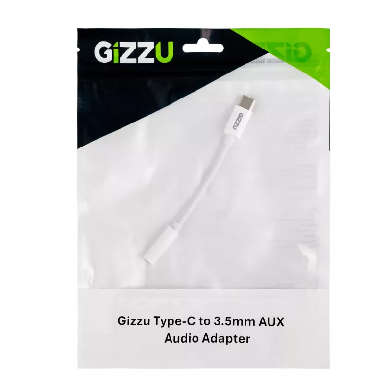 Gizzu USB Type-C uz 3,5 mm AUX audio adapteris - balts