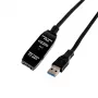 Gizzu USB3.0 Active Extension Cable 10m – 5Gbps SuperSpeed pagarinātājs ar signāla pastiprinātāju, USB-A tēviņš–mātīte, barošana no kopnes ar iespēju pieslēgt DC, melns