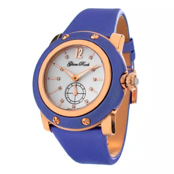 Pulkstenis GLAM ROCK GR10050 Miami Collection sieviešu 46mm balta ādas siksniņa Šveices kvarcs