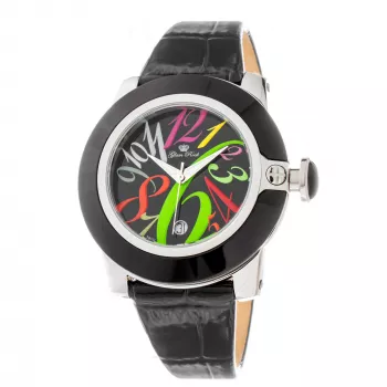 GLAM ROCK Sieviešu pulkstenis GR32018-BB (44mm) - Šveices kvarcs, melns keramikas ietvars, silikona siksniņa