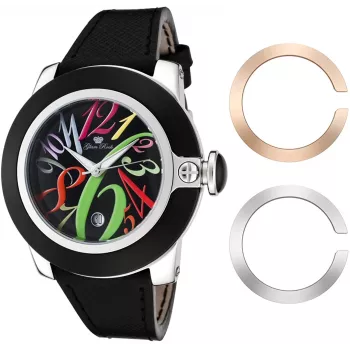 GLAM ROCK Sieviešu Pulkstenis GR32018 Miami Collection 44mm Šveices Kvarcs Nerūsējošais Tērauds Āda Melns