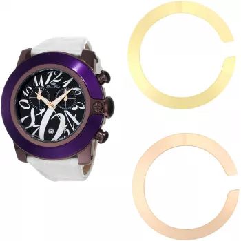 GLAM ROCK Sieviešu Pulkstenis GR32112 (44mm) - Šveices kvarcs, balts keramikas rāmis, silikona siksniņa