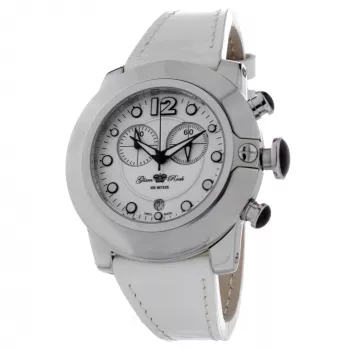 GLAM ROCK Sieviešu pulkstenis GR32153 44mm Šveices kvarcs Balts Mother of Pearl ciparnīca Balta ādas siksniņa