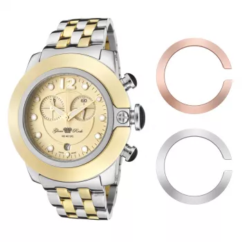 GLAM ROCK Sieviešu Pulkstenis GR32159 (44mm) - Šveices kvarcs, balts perlamutra ciparnīca, silikona siksniņa