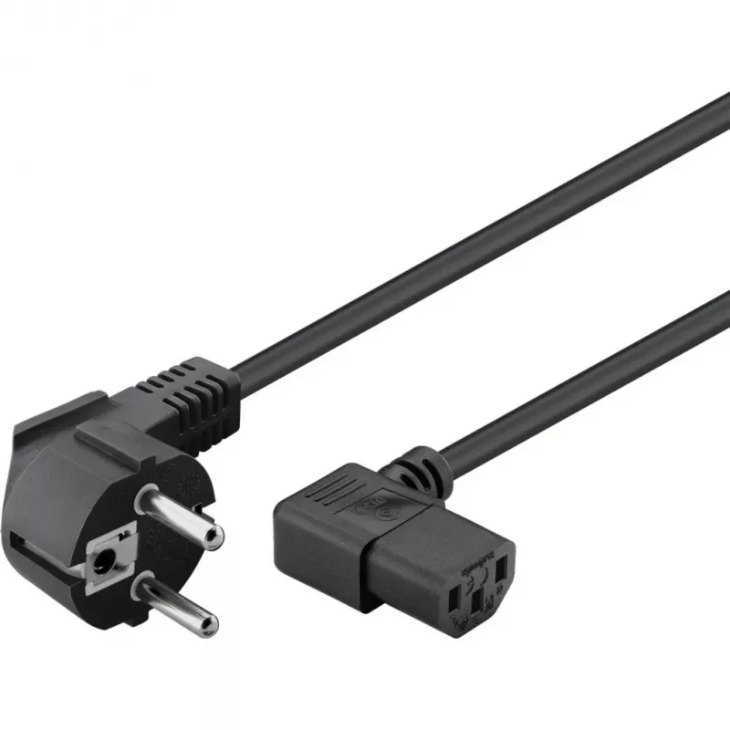 Goobay 51320 barošanas kabelis ar leņķa Schuko kontaktdakšu un IEC C13 ligzdu, melns, 5 m