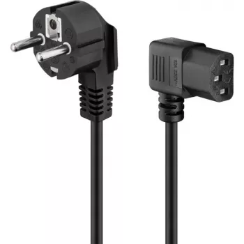 Goobay 51320 barošanas kabelis ar leņķa Schuko kontaktdakšu un IEC C13 ligzdu, melns, 5 m