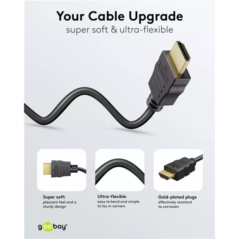 Goobay 80105 Soft High-Speed HDMI kabelis ar Ethernet - 5m Melns