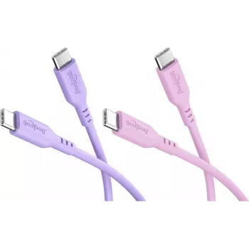 Goobay Berry Swirl komplekts 2x USB-C silikona kabelis, 1,5 m, violets un rozā 81273