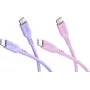 Goobay Berry Swirl komplekts 2x USB-C silikona kabelis, 1,5 m, violets un rozā 81273