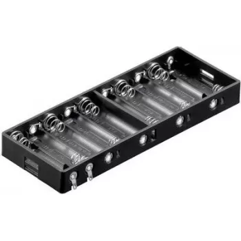 Goobay BH AA 10xL pasīvais bateriju turētājs 10 AA baterijām, sērijveida savienojums, 15V izeja, melns 11986