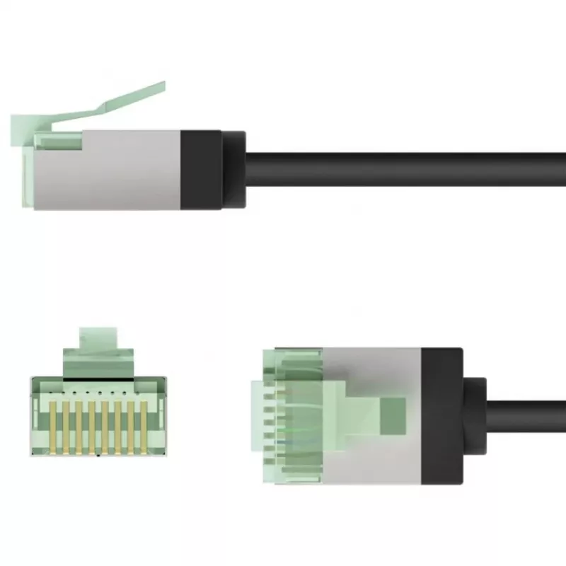 Goobay CAT 8.1 Ultraflexible Slim U/FTP tīkla kabelis, RJ45, melns, 0,5 m, 40 Gbit/s 74356