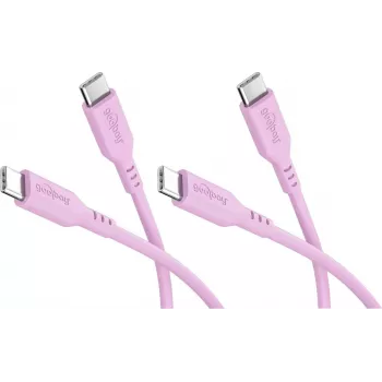 Goobay USB-C uz USB-C silikona kabeļu komplekts, 2 gab., 1,5 m, rozā (81251)
